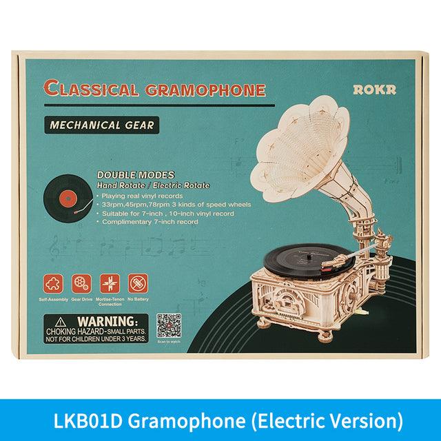 Hand Crank Classic Gramophone Wooden Puzzle Model - PuzelCraft