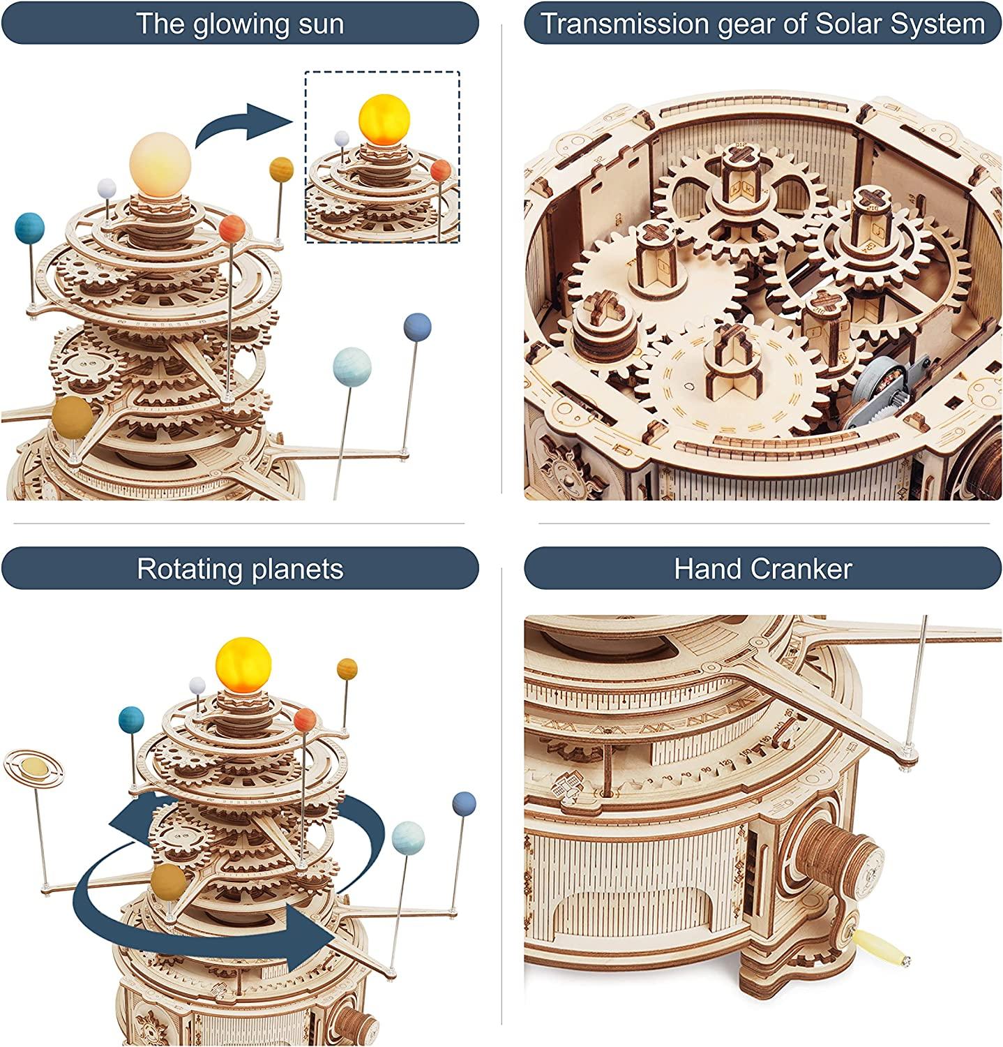 Cosmos Rotatable Mechanical Orrery 3D Wooden Puzzle - PuzelCraft