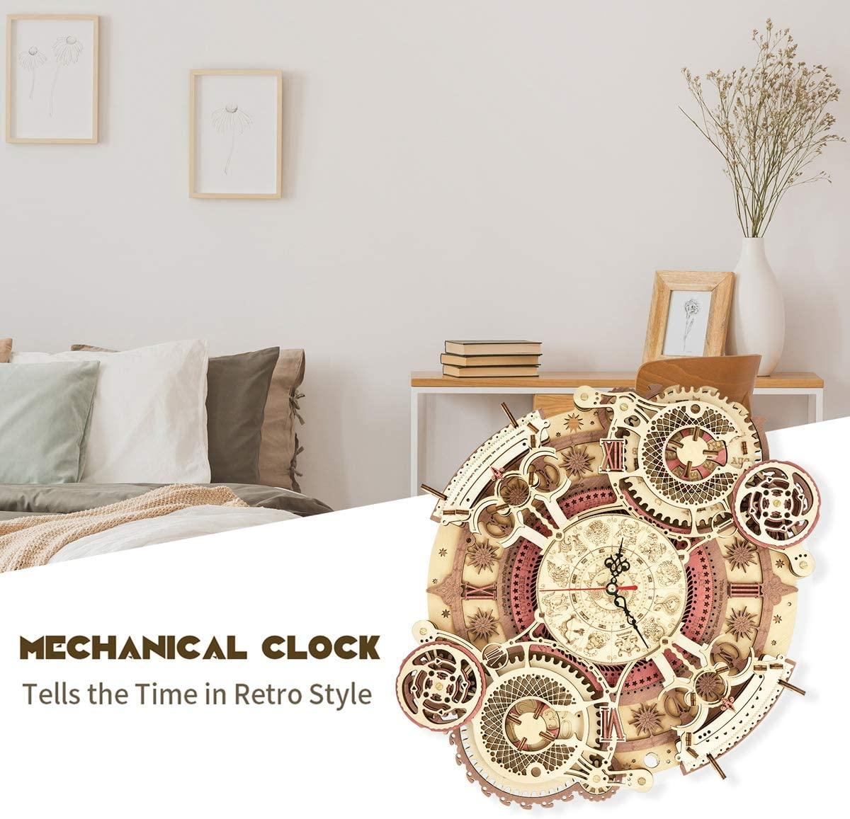 3D Wooden Puzzle Zodiac Quartz Wall Clock Time Art - PuzelCraft